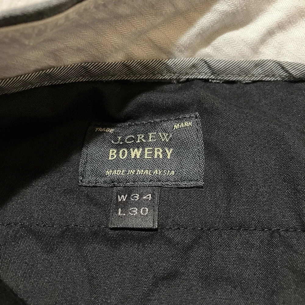 J.Crew Bowery Pants Mens Size 34‎ X 29 Gray Cotton Flat Front Casual Dress